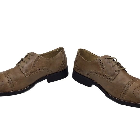 Sandro Cap Toe Derby Oxfords Shoes Tan Brown Leather Men’s Size 10 D Brazil Made - Picture 5 of 8